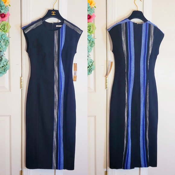 NWT Rachel Roy Navy Fitted Slim Midi Dress 6 SMALL - Picture 4 of 10